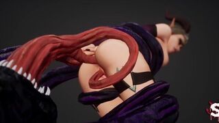 Sexy succubus gets fucked by a monster with many cocks until she squirts - porn video